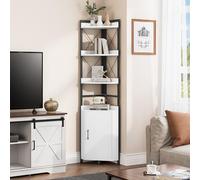 YITAHOME Estantería esquinero, Librería Industrial con gabinete, estantería Independiente, Estante de Almacenamiento de Madera, estanterías para Sala de Estar, Oficina en casa, Pasillo, Blanco