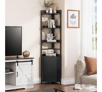 YITAHOME Estantería esquinero, Librería Industrial con gabinete, estantería Independiente, Estante de Almacenamiento de Madera, estanterías para Sala de Estar, Oficina en casa, Pasillo, Negro