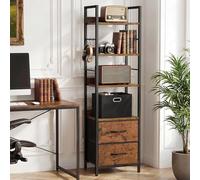 YITAHOME Estantería Industrial 4 Niveles con estantes Ajustables y 2 cajones de Tela, Independiente con Estructura de Metal, Ideal para Sala de Estar, marrón rústico