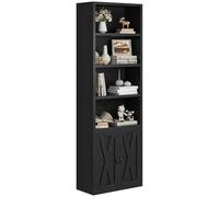 YITAHOME Estantería, Librería Industrial con Puertas, Estante de pie, Organizador de Almacenamiento Alto, para Dormitorio, Sala de Estar, Oficina en casa, Negro