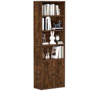 YITAHOME Estantería, Librería Industrial con Puertas, Estante de pie, Organizador de Almacenamiento Alto, para Dormitorio, Sala de Estar, Oficina en casa, Marrón Rústico