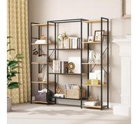 YITAHOME Estantería, Librería Industrial para Libros con 13 estantes, Estantería de pie con Estructura de Metal, Estante de Almacenamiento, para Sala de Estar, Oficina en casa, Roble