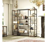 YITAHOME Estantería, Librería Industrial para Libros con 13 estantes, Estantería de pie con Estructura de Metal, Estante de Almacenamiento, para Sala de Estar, Oficina en casa, Marrón Rústico