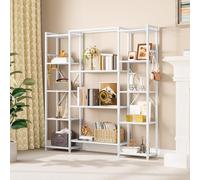 YITAHOME Estantería, Librería Industrial para Libros con 13 estantes, Estantería de pie con Estructura de Metal, Estante de Almacenamiento, para Sala de Estar, Oficina en casa, Blanco Puro