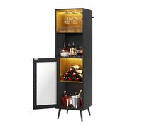 YITAHOME Gabinete de Bar con Luces LED Ajustables, Barra de café con Estante para Vino y Ganchos y Armario de Puerta acrílica, aparador de Buffet de Cocina para el hogar, Bar, Comedor, Sala de Estar