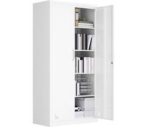 YITAHOME Gabinetes de Almacenamiento de Oficina, archivadores Altos de Metal con Llaves y 4 estantes Ajustables, Armario de Oficina con Cerradura para Garaje, Oficina en casa, 180 cm x 90 cm x 45 cm,