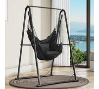 YITAHOME Hamaca Colgante con Estructura de 105 x 93 x 160 cm, Estructura de Acero Estable, Soporte para Hamaca con Columpio Colgante, Carga máxima de 150 kg, Mecedora con 2 Ganchos y 2 Cojines de