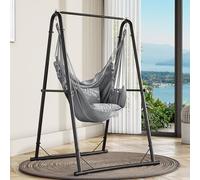 YITAHOME Hamaca Colgante con Estructura de 105 x 93 x 160 cm, Estructura de Acero Estable, Soporte para Hamaca con Columpio Colgante, Carga máxima de 150 kg, Mecedora con 2 Ganchos y 2 Cojines de