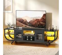 YITAHOME Industrial Mueble de TV, Mesa de TV de hasta 65 Pulgadas, 160 cm Mueble TV Salon con LED, Estantes Abiertos Centro de Entretenimiento Alto para Salón, Dormitorio, Negro