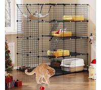 YITAHOME Jaula Grande para Gatos de 4 Niveles, Recinto Con Hamaca Extraíble, Perrera Interior/Exterior, Metal Extraíble, Valla para Animales Pequeños, 1-4 Gatos, 105 x 105 x 140 cm