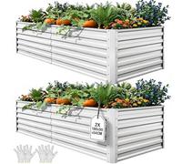 YITAHOME Juego de 2 Camas elevadas para jardín al Aire Libre de 180 x 90 x 60 cm, Camas elevadas de Metal de Zinc, Aluminio y magnesio, Camas elevadas para jardín con Barra de Apoyo y Guantes para