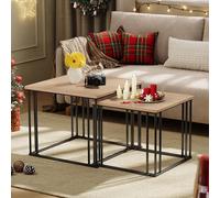 YITAHOME Juego de 2 mesas auxiliares de Madera para Sala de Estar, Mesa Auxiliar de cóctel Moderna con Marco de Metal para Sala de Estar, Comedor, Cocina, Madera