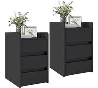 YITAHOME Juego de 2 mesitas de Noche con 3 cajones, mesita de Noche con Almacenamiento, mesita de Noche pequeña para Dormitorio, Sala de Estar, Pasillo, 35 x 40 x 59 cm, Color Negro