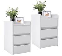 YITAHOME Juego de 2 mesitas de Noche con 3 cajones, mesita de Noche con Almacenamiento, mesita de Noche pequeña para Dormitorio, Sala de Estar, Pasillo, 35 x 40 x 59 cm, Color Blanco