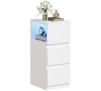 YITAHOME Juego de 2 mesitas de Noche Delgadas y estrechas con luz, 2 cajones espaciosos, Compartimento de Almacenamiento Abierto Convertible (Izquierda/Derecha), Moderna Mesa Auxiliar pequeña para