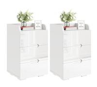 YITAHOME Juego de 2 mesitas de noche, mesita de noche de madera con 3 cajones y patas de madera maciza resistente, mesa auxiliar de almacenamiento para sala de estar/dormitorio, blanco, 40 x 35 x 66