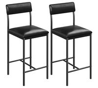 YITAHOME Juego de 2 taburetes de Bar, Asiento Alto con Asiento y Respaldo Acolchados, taburetes industriales para Cocina/Comedor, sillas de Bar con reposapiés ergonómico, Color Negro