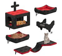 YITAHOME Juego de muebles para gatos de franela, muebles de gato estable de 5 piezas con casa para gatos, cama para gatos, hamaca para gatos, columna de sisal con araña para gatos, dormir, jugar a