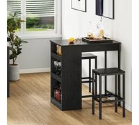 YITAHOME Juego de Mesa de Bar con taburetes de Bar, Mesa de Bar de 3 Piezas, Mesa de Comedor con 2 taburetes, 3 estantes, Taburete de Bar con Marco de Metal, Negro
