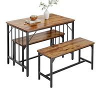 YITAHOME Juego de Mesa de Comedor y 2 sillas, Juego de Comedor de 3 Piezas con Banco, Juego de Mesa de Comedor Que Ahorra Espacio, Muebles de Comedor para Cocina, apartamento, marrón rústico