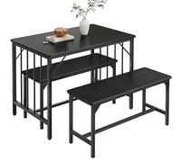 YITAHOME Juego de Mesa de Comedor y 2 sillas, Juego de Comedor de 3 Piezas con Banco, Juego de Mesa de Comedor Que Ahorra Espacio, Muebles de Comedor para Cocina, apartamento, Color Negro