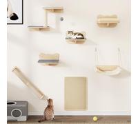 YITAHOME Juego de Pared de Escalada para Gatos, Muebles de Madera, 7 estantes con escaleras, Postes rascadores y Tablas de rascar