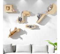 YITAHOME Juego de Pared de Madera para Gatos, 8 Piezas de Muebles Resistentes con casa, Cama, Plataforma, Columna de sisal y Hamaca, para Gatos durmiendo, Jugando, descansando