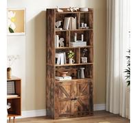 YITAHOME Librería de 4 Niveles con Puertas y Armario estantería de pie para Libros estantería con Compartimento Abierto para el hogar la Oficina, marrón rústico, 60 x 30 x 159 cm