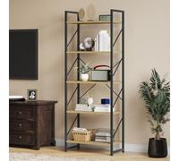 YITAHOME Librería de 5 Niveles, Estante para Libros de pie, Estante de Madera y Marco de Metal, estantes de Almacenamiento para salón, Oficina en casa - Biblioteca Color Madera