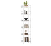 YITAHOME Librería de 6 niveles con 4 ganchos - Estantes de madera y estructura de metal Almacenamiento industrial para sala de estar, hogar y oficina BLANCO