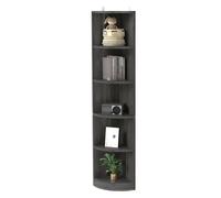 YITAHOME Librería esquinera de 5 niveles 30x30x180 cm - Estante abierto de madera moderno para sala de estar/oficina Gris oscuro
