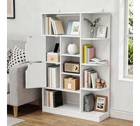 YITAHOME Librería Independiente con 9 estantes Abiertos y 2 Puertas (tapizada) para salón, Dormitorio u Oficina, Blanco, 80 × 24 × 120 cm (Ancho × Profundidad × Alto)