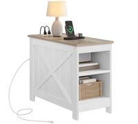 YITAHOME Mesa Auxiliar con estación de Carga, Mesa Auxiliar para sofá con Espacio de Almacenamiento de Doble Capa, 60 x 30 x 50 cm, mesita de Noche para Dormitorio, salón, Sala de Estar, Dormitorio