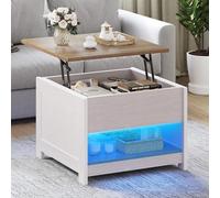 YITAHOME Mesa Centro Elevable con Estante, Mesita de Salón Cuadrada Mesa Café Moderna para sofá, Dormitorio, 60 x 60 x 45 cm