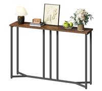 YITAHOME Mesa Consola, 100cm Consola Recibidor, Mesa Sofa, Mueble Entrada Recibidor, para Sala de Estar, Pasillo, Marco de Metal, Marrón Rústico y Negro