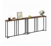 YITAHOME Mesa Consola, 100cm Consola Recibidor, Mesa Sofa, Mueble Entrada Recibidor, para Sala de Estar, Pasillo, Marco de Metal, Color de los Troncos y Blanco (2, Marrón Rústico y Negro)