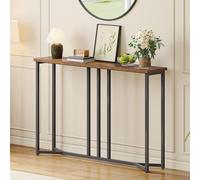 YITAHOME Mesa Consola, 100cm Consola Recibidor, Mesa Sofa, Mueble Entrada Recibidor, para Sala de Estar, Pasillo, Marco de Metal, Color de los Troncos y Blanco (1, Marrón Rústico y Negro)