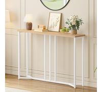 YITAHOME Mesa Consola, 100cm Consola Recibidor, Mesa Sofa, Mueble Entrada Recibidor, para Sala de Estar, Pasillo, Marco de Metal, Color de los Troncos y Blanco (1, Color de los Troncos y Blanco)