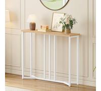 YITAHOME Mesa Consola, 80cm Consola Recibidor, Mesa Sofa, Mueble Entrada Recibidor, para Sala de Estar, Pasillo, Marco de Metal, Color de los Troncos y Blanco