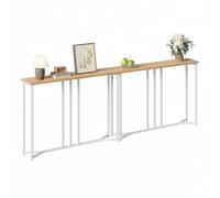 YITAHOME Mesa Consola, Juego de 2 100cm Consola Recibidor, Mesa Sofa, Mueble Entrada Recibidor, para Sala de Estar, Pasillo, Marco de Metal, Color de los Troncos y Blanco