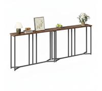 YITAHOME Mesa Consola, Juego de 2 80cm Consola Recibidor, Mesa Sofa, Mueble Entrada Recibidor, para Sala de Estar, Pasillo, Marco de Metal, Marrón Rústico y Negro