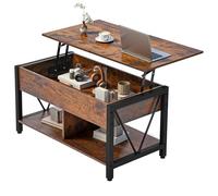 YITAHOME Mesa de café con Superficie elevable, Espacio de Almacenamiento de 2 Niveles, Mesa de café Ajustable en Altura con Compartimento Oculto y Superficie de Apoyo, marrón Vintage