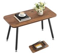 YITAHOME Mesa de Centro Plegable, 80 x 40 x 45 cm, Mesa de Centro Portátil con Pies Antideslizantes, Sin Instalación, Mesa Auxiliar para Salón, Dormitorio, Oficina, Salón, Color Nogal