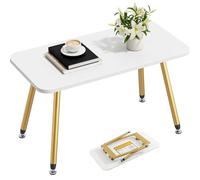 YITAHOME Mesa de Centro Plegable, 80 x 40 x 45 cm, Mesa de Centro Portátil con Pies Antideslizantes, Sin Instalación, Mesa Auxiliar para Salón, DormitorioOficina, Salón, Blanco