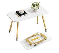 YITAHOME Mesa de centro plegable, 80 x 40 x 45 cm, mesa de centro portátil, no requiere instalación, mesa auxiliar para salón, dormitorio, oficina, mesa de salón, color blanco