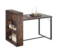 YITAHOME Mesa de Comedor con estantes de Almacenamiento, 130 x 77,4 x 75/95 cm, Marco de Metal Resistente, Estilo Industrial, para salón, Cocina, marrón rústico y Negro