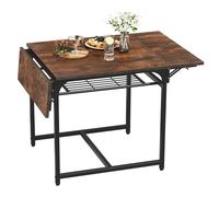 YITAHOME Mesa de Comedor Plegable, Mesa de Hoja de Gota Extensible con Estante de Almacenamiento y 4 Patas Ajustables, Asientos para 2-6 Personas, 120 x 78 x 75 cm, marrón rústico y Negro