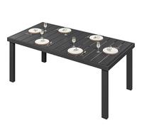 YITAHOME Mesa de jardín, Madera WPC Aluminio, Metal Negro, 140x90cm