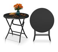 YITAHOME Mesa Plegable 80cm, Mesa Redonda Resistente para Jardín, Mesas de Terraza para Fiesta al Aire Libre, Playa, Barbacoa, Marco de Metal Antioxidante, 80 x 80 x 74cm, Negro