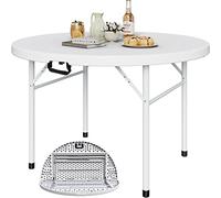 YITAHOME Mesa Plegable Redonda de 122 cm para Exteriores e Interiores, Mesa Plegable de plástico Resistente con Parte Superior Gruesa y Marco de Metal Resistente, Ideal para Fiestas, Picnic, Camping,